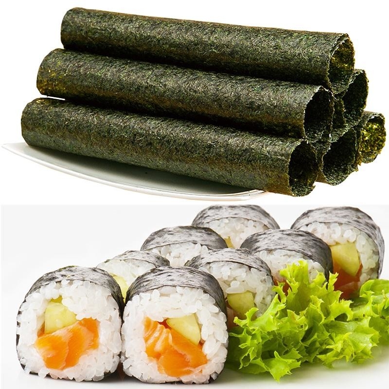 Dark Green Alga Seaweed Nori Sheet For Sushi Roll 100 Sheets