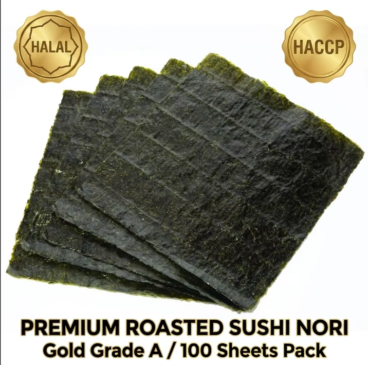 Dark Green Roasted Seaweed Nori Temaki Hand Roll Sheets 50 Sheets Per Bag
